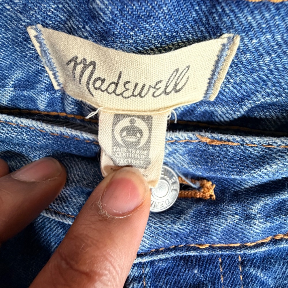 Madewell Straight Leg Jeans 29 Blue Raw Hem Cuffed DM8771 - Picture 4 of 10